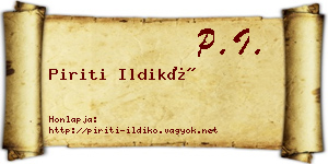 Piriti Ildikó névjegykártya